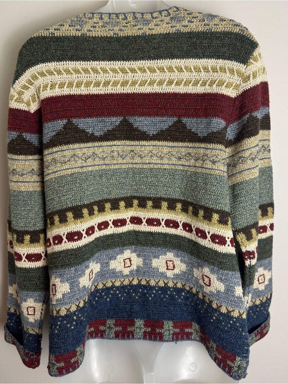 Vintage Hand Knit Wool Silk Linen Blend Intricate Beaded Robert Scott Cardigan - Picture 7 of 10
